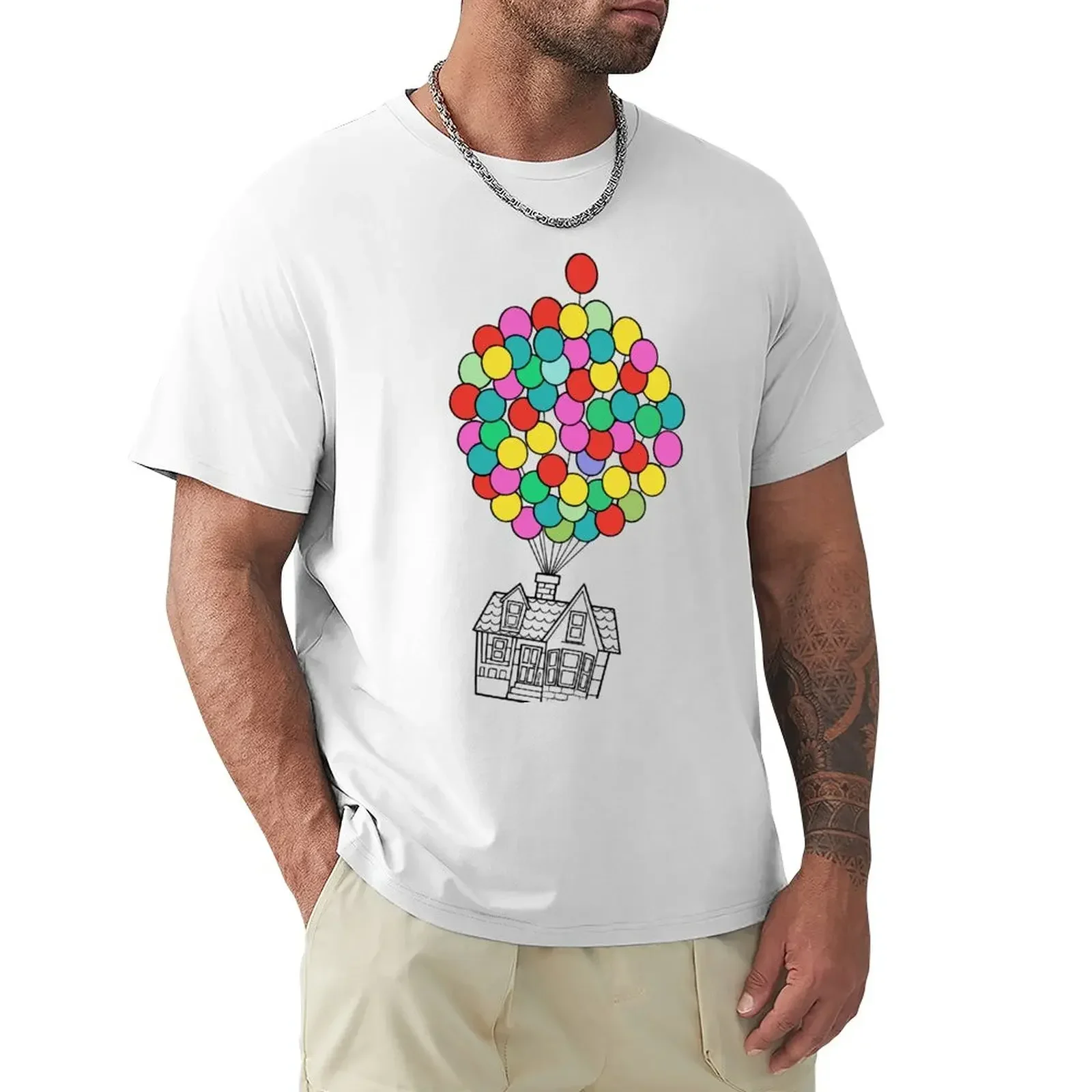 T-Shirt customizeds kawaii clothes customs Men's t-shirts Up,Carl Fredricksen Russell Dug Kevin House Balloons T-shirt