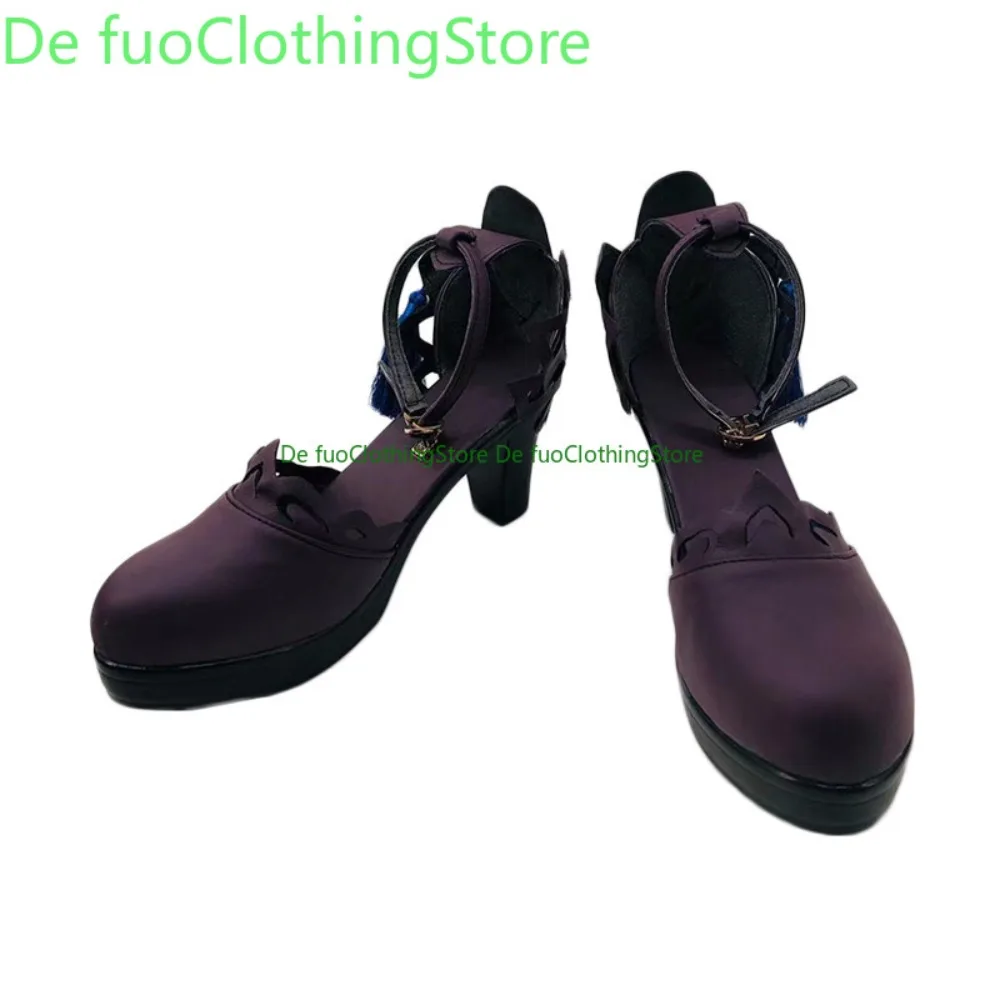 DefuoClothing Genshin Impact Keqing Cosplay Shoes Anime Boots Anime Game Role-playing Shoes And Boots Halloween Party