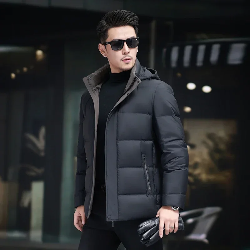 

Men's Stand Collar Down Jacket Winter Thick White Duck Down 2024 New Bread Clothes Fashion All-match Coat Clothing Jack