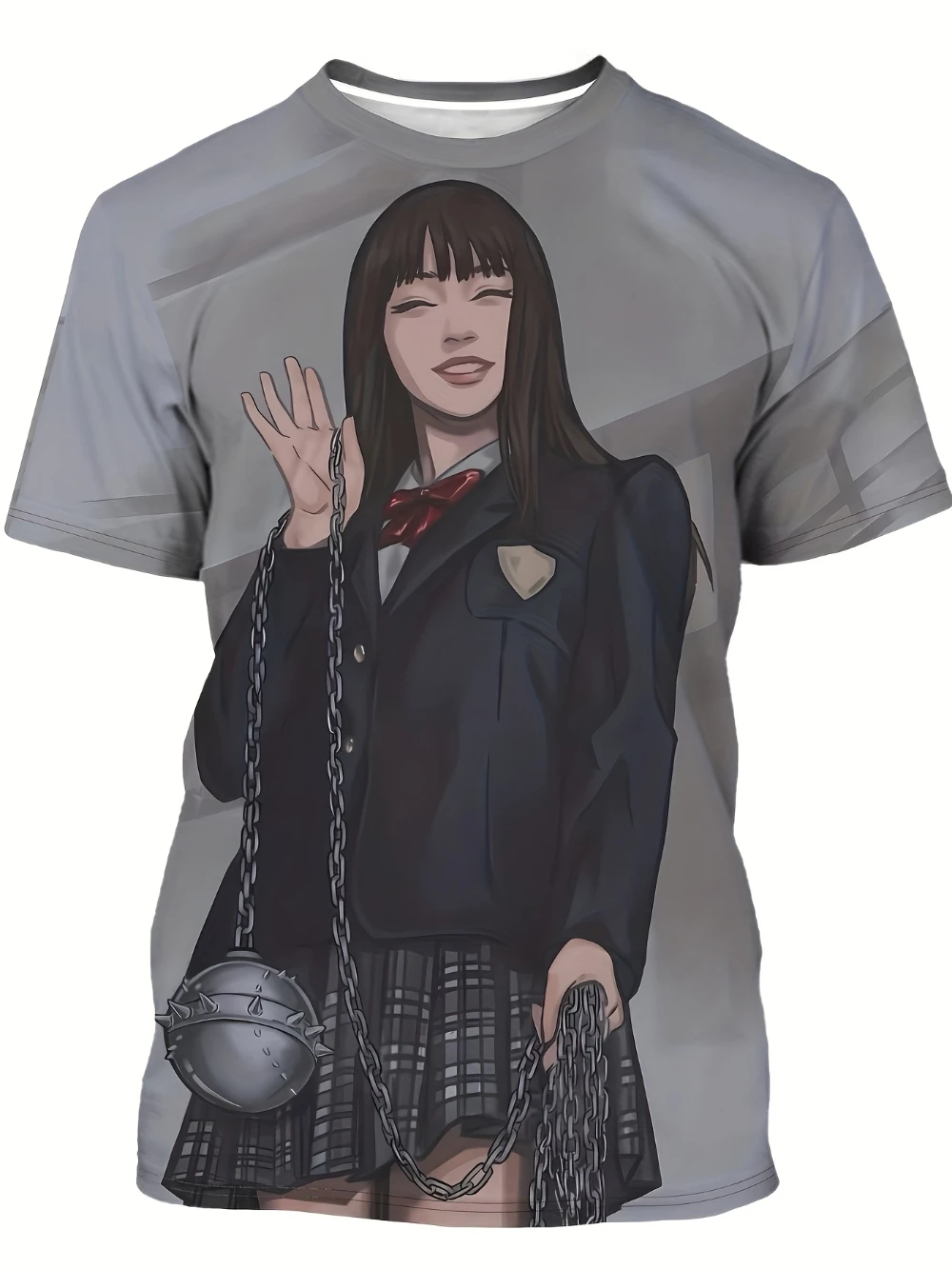 

New Summer 3D Animation Girl Print Men's T-shirt Casual Loose Short-Sleeved Top Breathable Soft Fabric Y2K Men's Clothing