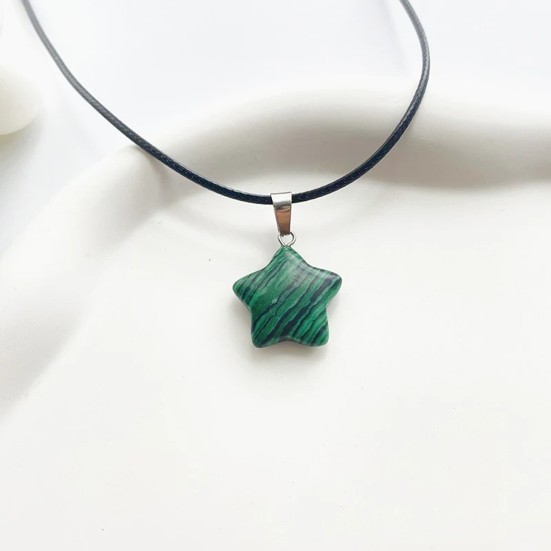 Trend Naturstein Hexagon Kristall Rosenquarz Opal Stern Anhänger Halskette für Frauen Fluorit Lapis Kugel Pendel Schmuck Geschenk