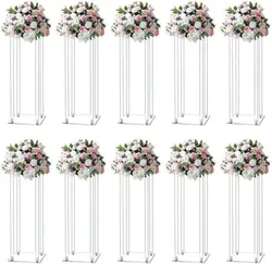 5pcs 8pcs/10pcs Acrylic Flower Vase Clear Table Centerpiece Marriage Luxury Floral Stand Columns For Wedding Decoration