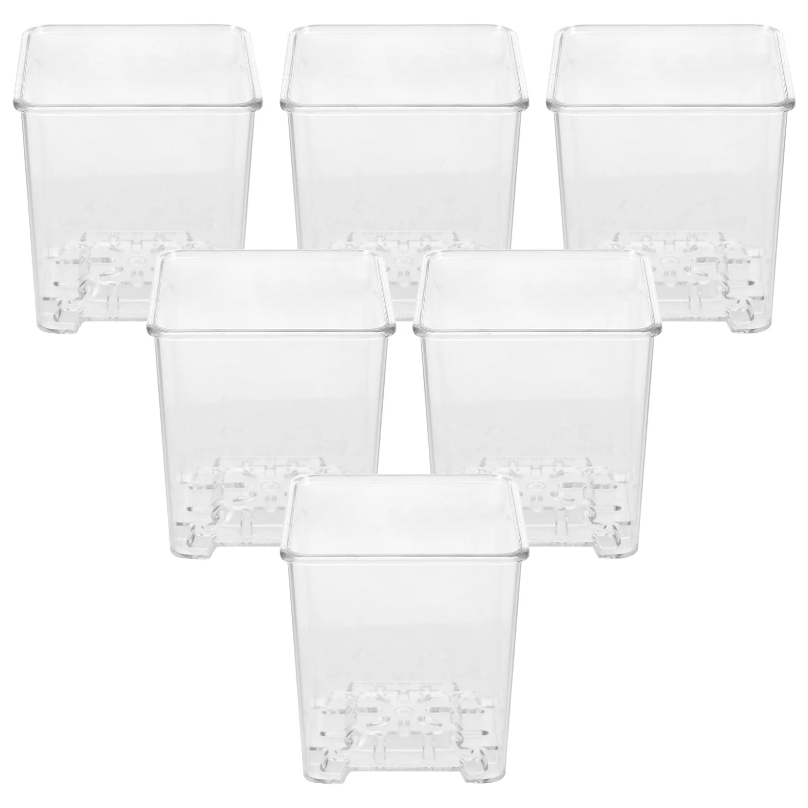 6 Pcs Acrylic chid Flowerpot Clear Plastic Nursery Pots Drainage Holes for Succulent Propagation Plant Transition Smooth