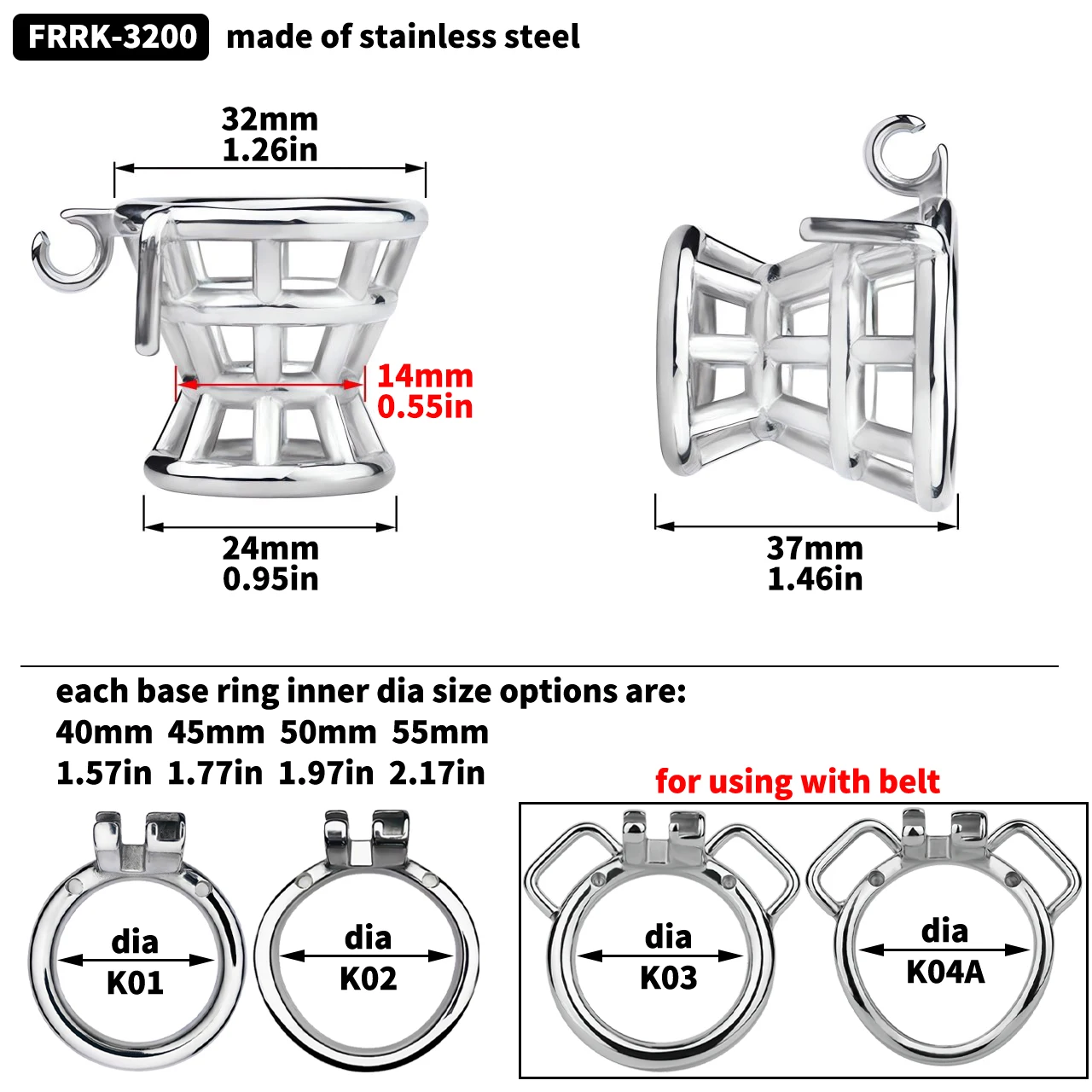 FRRK Sissi Inverted Chastity Lock Penis Cage Stainless Steel Chastity Device Male Denial Erection Abstinence BDSM Erotic Sex Toy - view 2