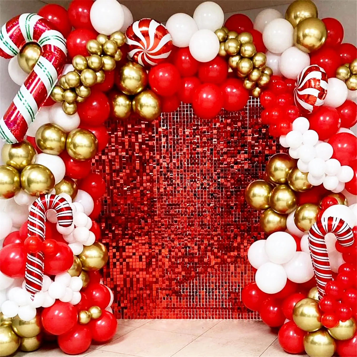 لوحة خلفية جدارية لامعة باللون الأحمر مربعة الشكل، مثالية للمناسبات الخارجية وأعياد الميلاد وحفلات الزفاف والمهرجانات