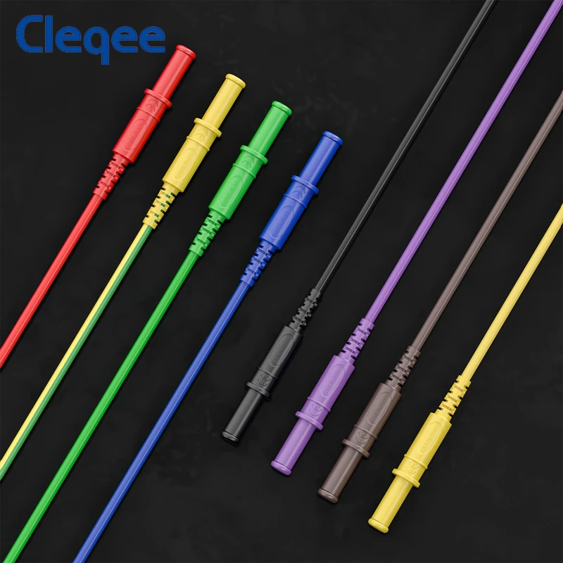 Cleqee 8PCS Dual 4mm Safety Banana Plug Shrouded Test Leads Silicone Cable 1m Wire for Multimeter Electrical Testing 1000V/15A