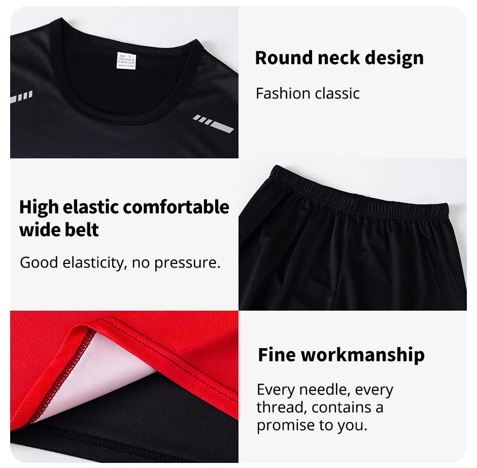 3-teiliger, schnell trocknender Sport-Farbverlaufsanzug für Herren, Freizeit, Sport, Laufen, kurze Ärmel, bequeme Sonnenschutzhose, Joker-Shorts – Detail 7