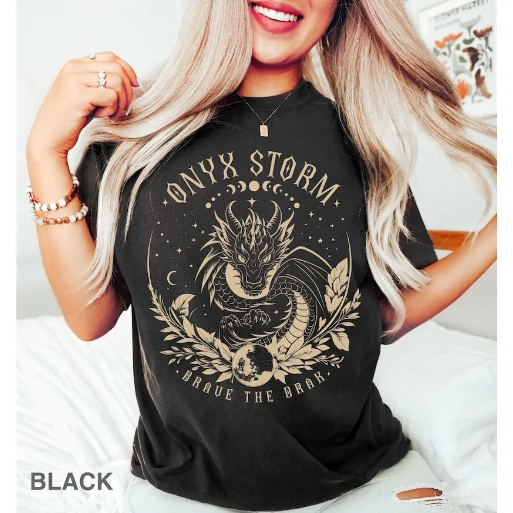 Onyx Storm T-Shirt Fourth Wing Shirt Dragon Rider Tops Iron Flame Merch Gift for Book Lover Bookish Shirt Summer Streetwear