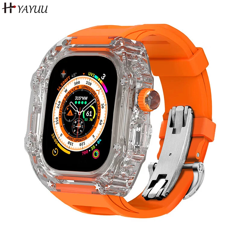 

Transparent Lightweight Hard Case with Band for Apple Watch Ultra 49mm, Luxury Protective Cover for iwatch Series 49mm Strap