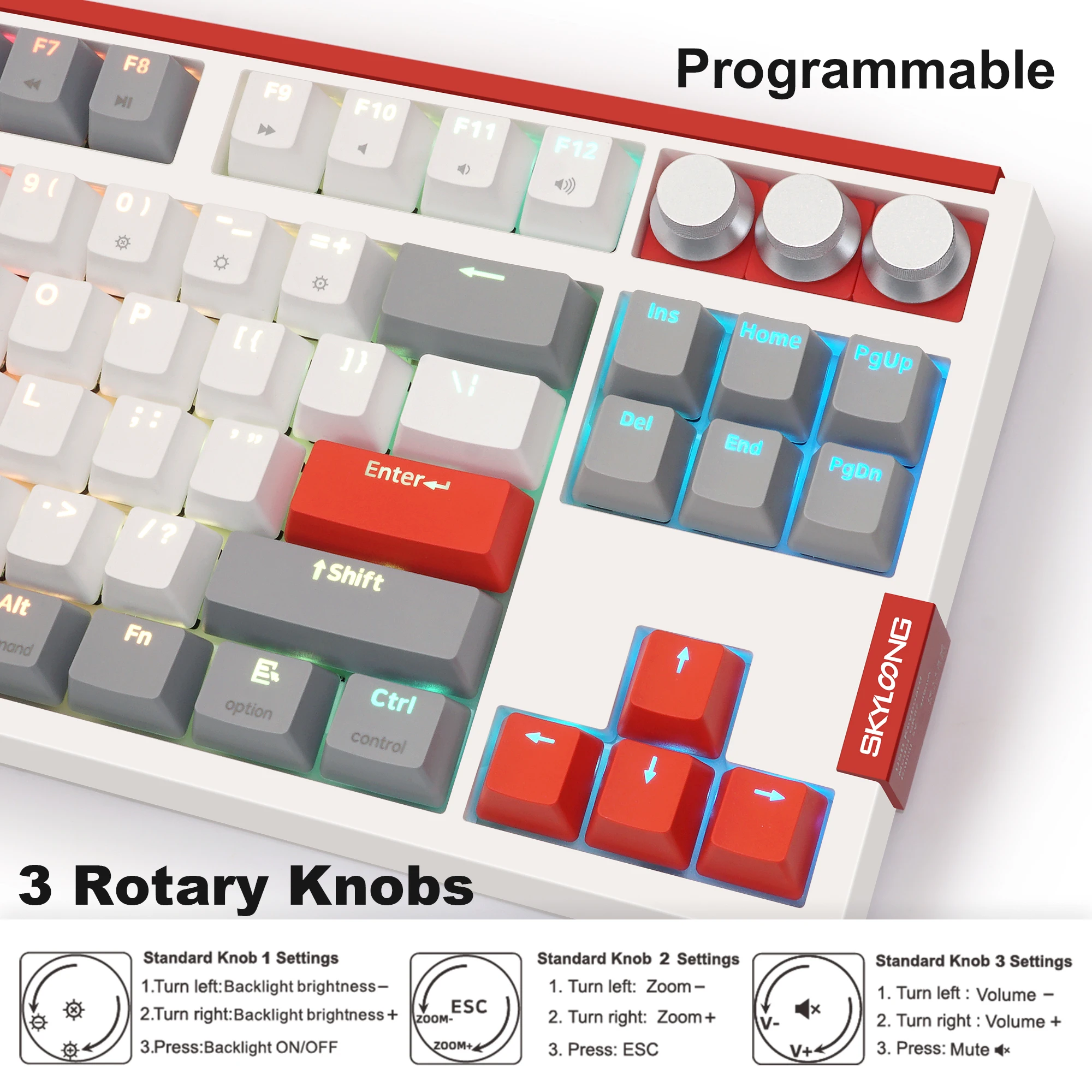 Imagem -02 - Skyloong Gk87 Qmk Via Teclado Mecânico com Fio Usb-c Tkl Gamer Teclado Via Macro Programável Botões Barra de Espaço Dupla Hot-swappable 87 Teclas Teclado Pbt Keycap Rgb Backlight