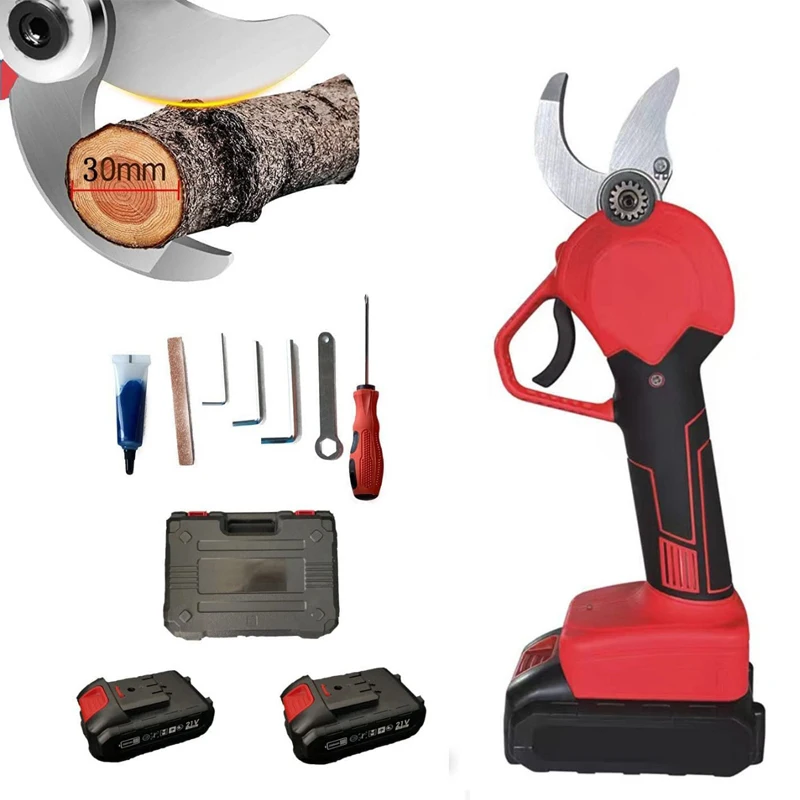 

Power Cordless Tree Pruning Shears Fruit Cutter with 2 Batteries Electric Scissors 35mm Electric Pruning Shears