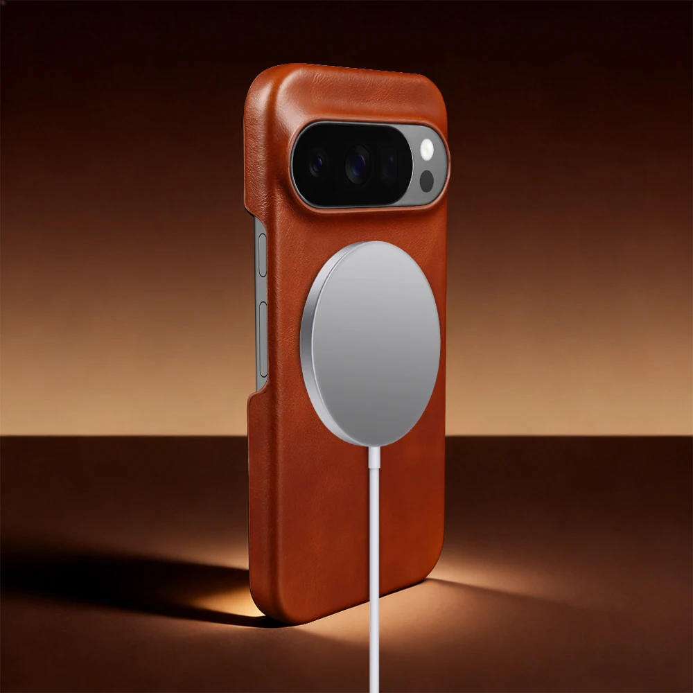 

Luxury Genuine Leather Magnetic Phone Case for Google Pixel 10 9 Pro XL 8 8A 7 7A 6 6A Pro for Magsafe Wireless Charging Cover