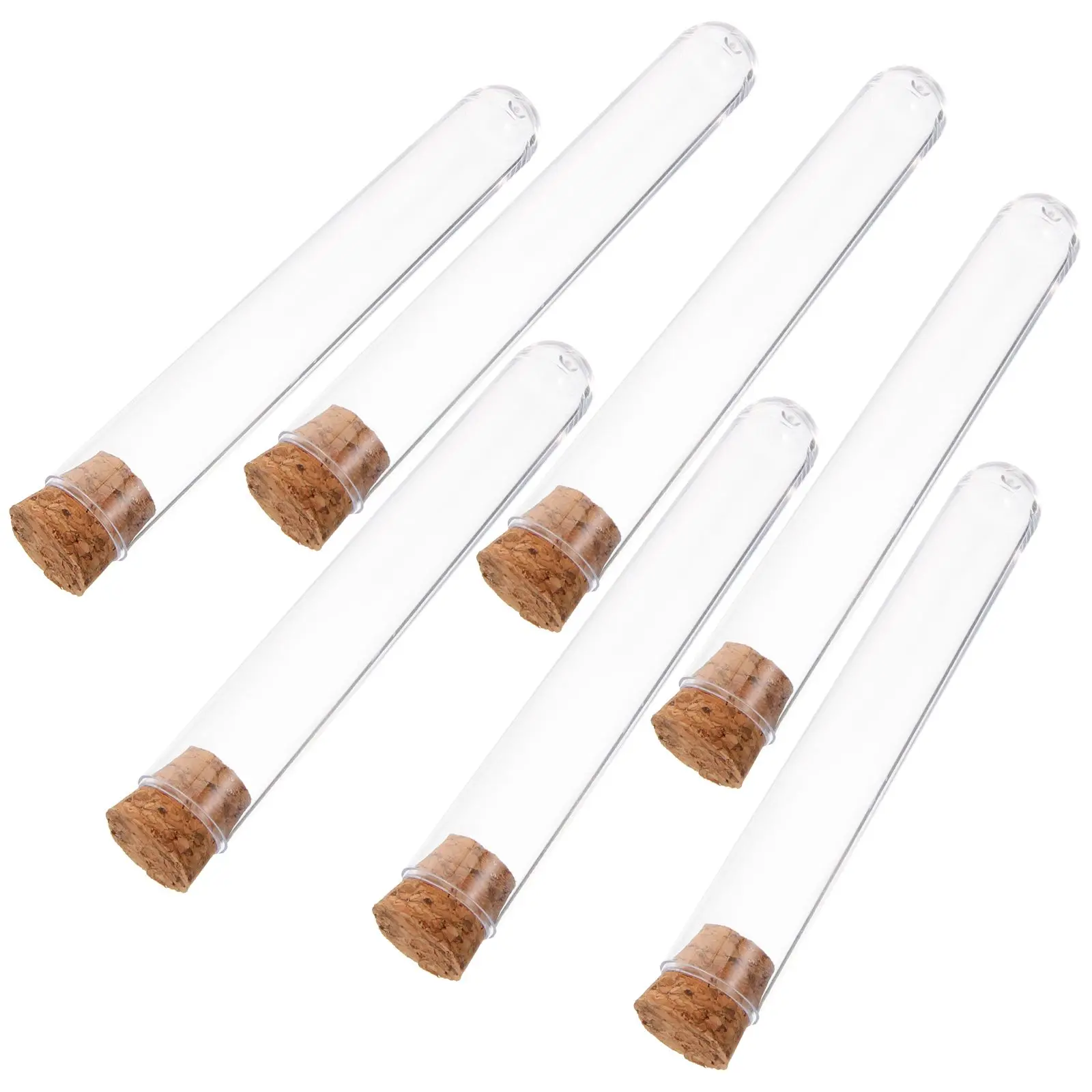 30pcs Plastic Clear Test Tube Test Tubes With Stoppers Containers Cork Stoppers for Experiments Storage Travel Samples