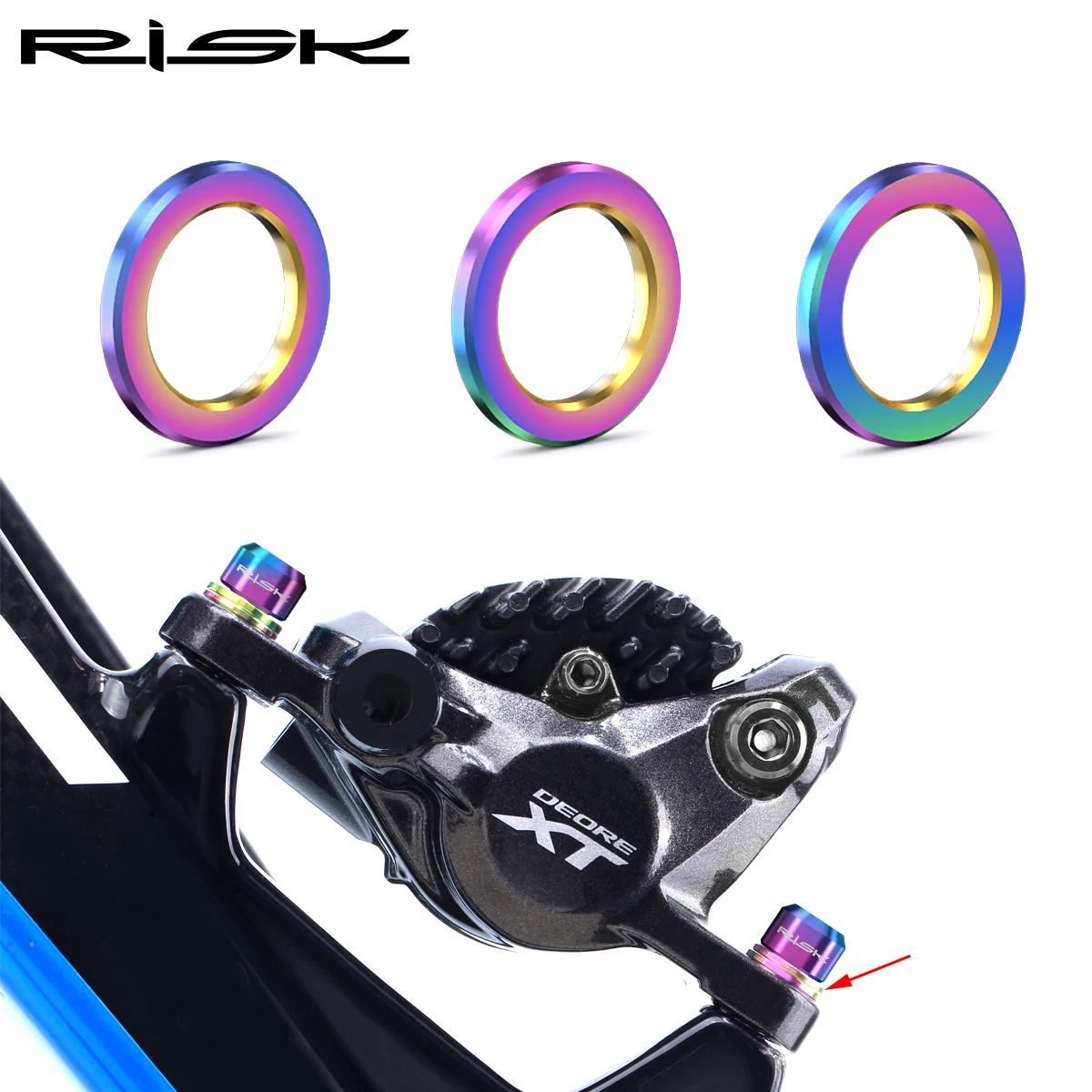 Risk-arandela plana de aleación de titanio para M5 de bicicleta, arandelas de pinza de freno, espaciador de pernos de bicicleta, accesorios de ciclismo, M6