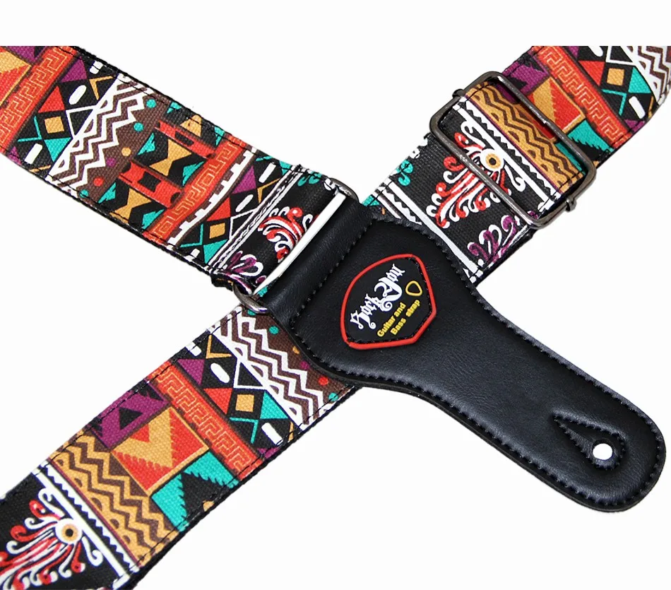 Neuer hochwertiger Baumwoll-Gitarrengurt, Akustikgitarrengurt, E-Bass-Gitarrengurt, verstellbare Länge, verbreitert 6,2 cm – Detail 15