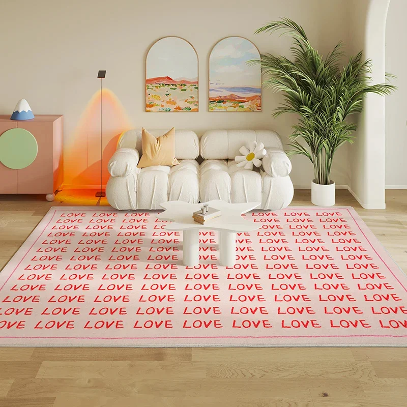 Minimalist Living Room Carpets Home Decor Light Luxury Fashion Smiley Girly-heart Cartoon Soft Large Area Bedroom Rugs