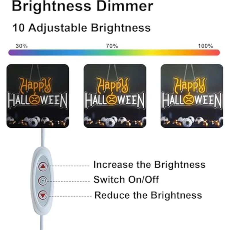 Halloween Pumpkin Neon Sign for Wall Decor Dimmable LED Light Up Sign Bedroom Home Bar Halloween Party Decor Backdrop