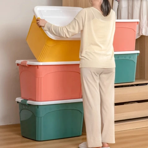 

Очень большая пластиковая коробка для хранения одежды, для домашнего использования, супервместительная, контейнер для организации хранения, простой стиль, белый цвет