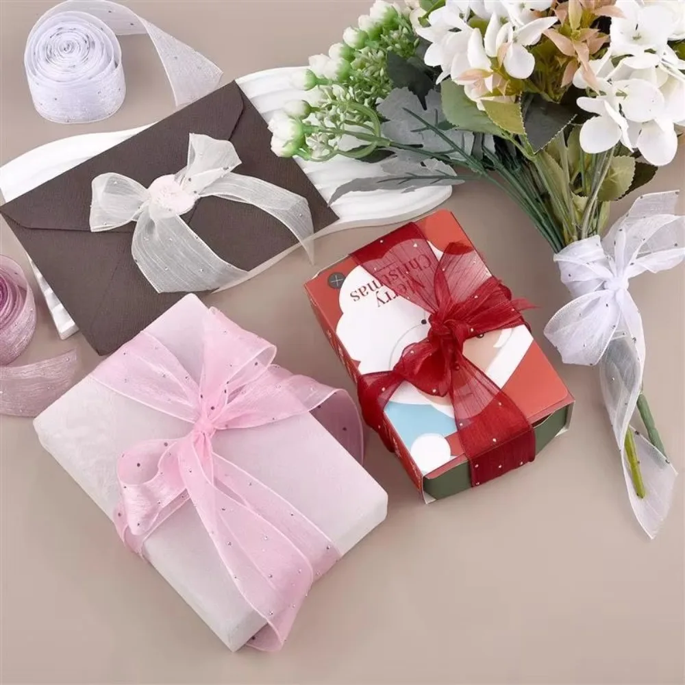 5 Meters/pack Bubble Pleated Tape 4cm Gift Wrapping Bouquets Diamond Mesh Organza Ribbon DIY Decor Flowers Cakes Gift Packaging