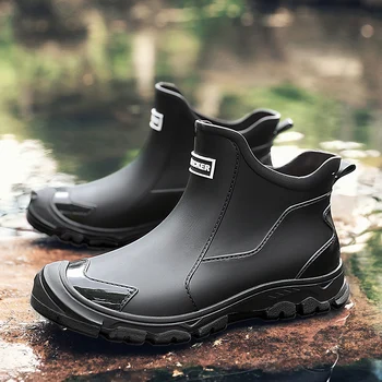 Männer Regen Stiefel Outdoor Casual Männer Knöchel Wandern Angeln Wasser Schuhe Wasserdichte Arbeit Boot Persönlichkeit Nicht-slip Männliche schuhe