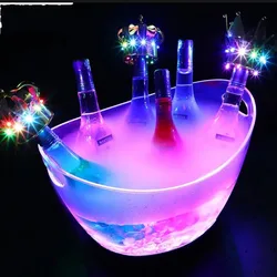 New Transparent Acrylic Led Luminous Ice Bucket 8 Liter Plastic Tub For Drinks Champagne Beer Wine Bottles Bucket Cooler