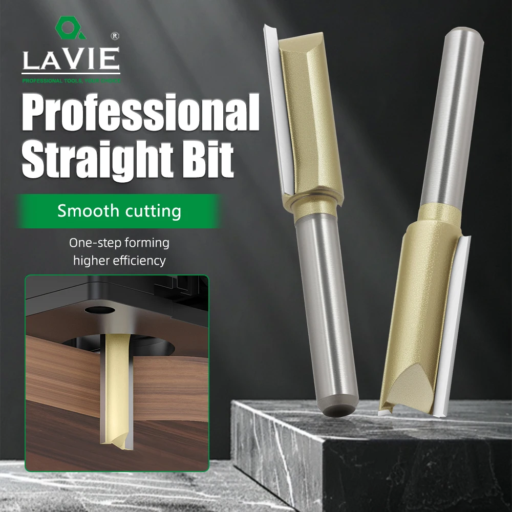 

LAVIE 1pc 6mm 6.35mm 12.7mm Shank Wood Router Bits,Straight Milling Cutter For Woodworking Groove Slotting Routing Tool H060020