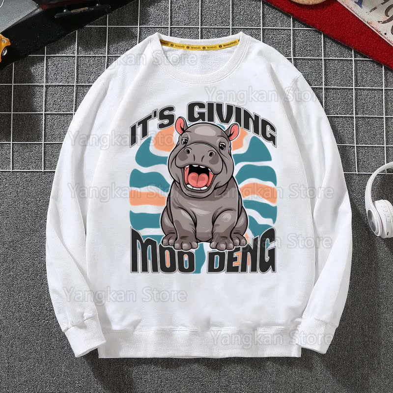 Cute Moo Deng Bouncy Pig Hoodies Spring Autumn Male Casual Hoodies Sweatshirts Men's Hoodies Sweatshirt Tops