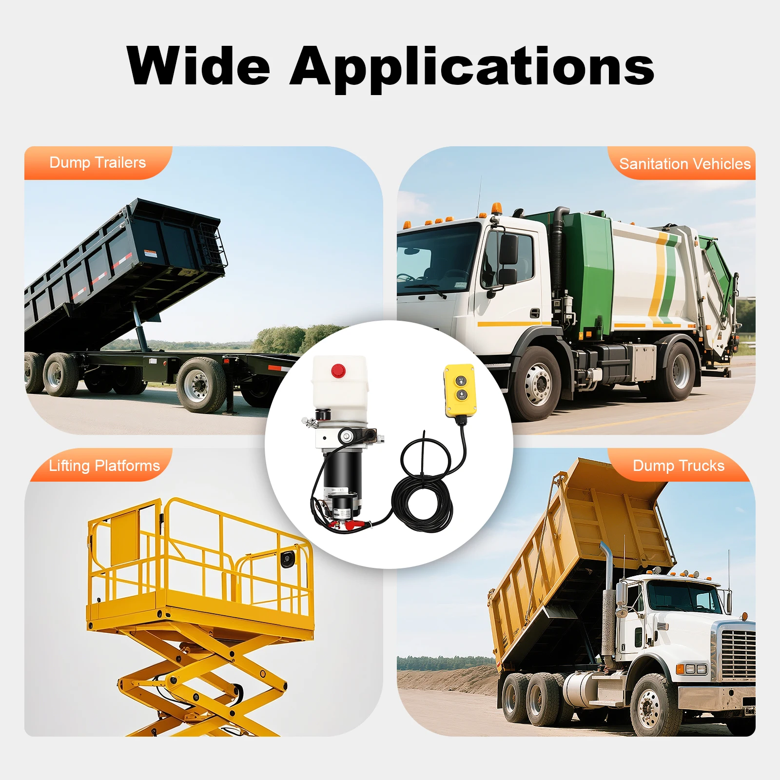 電動油圧ポンプ、リモコン 1.58Qt オイル貯蔵容量 12V 銅線モーター (2850rpm) 固定昇降プラットフォーム用