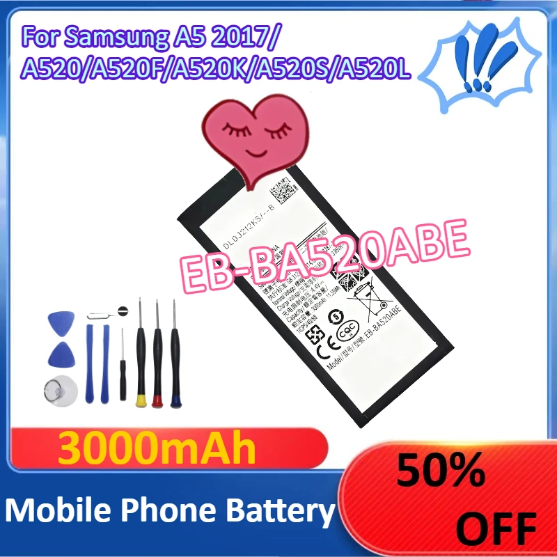 

3000mAh EB-BA520ABE For Samsung A5 2017/A520/A520F/A520K/A520S/A520L Mobile Phone Battery +Tools