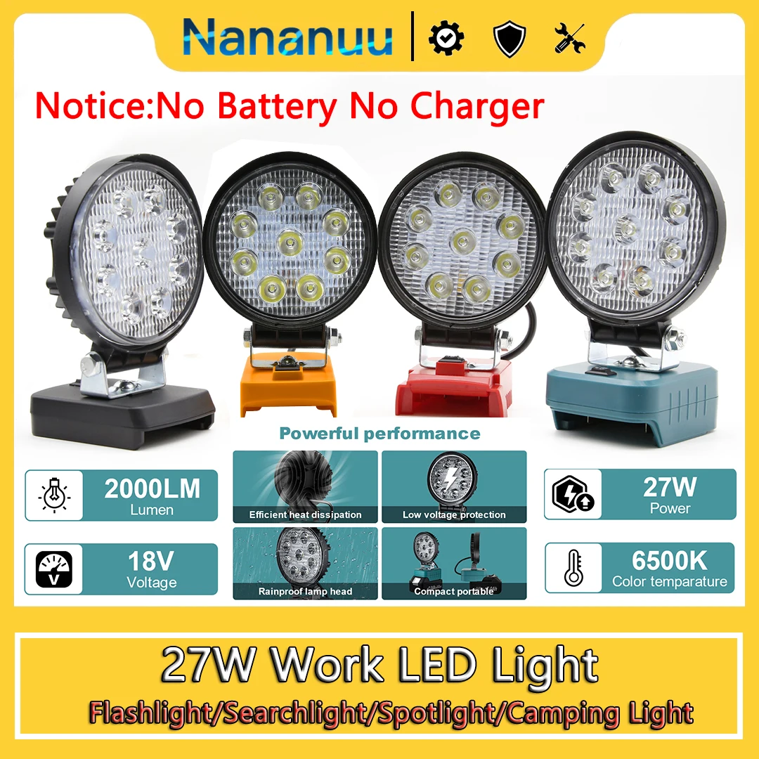 

Nananuu Cordless LED Work Light Outdoors Spotlight Light Portable Emergency Flood Lamp Camping lamp Torch Spotlight