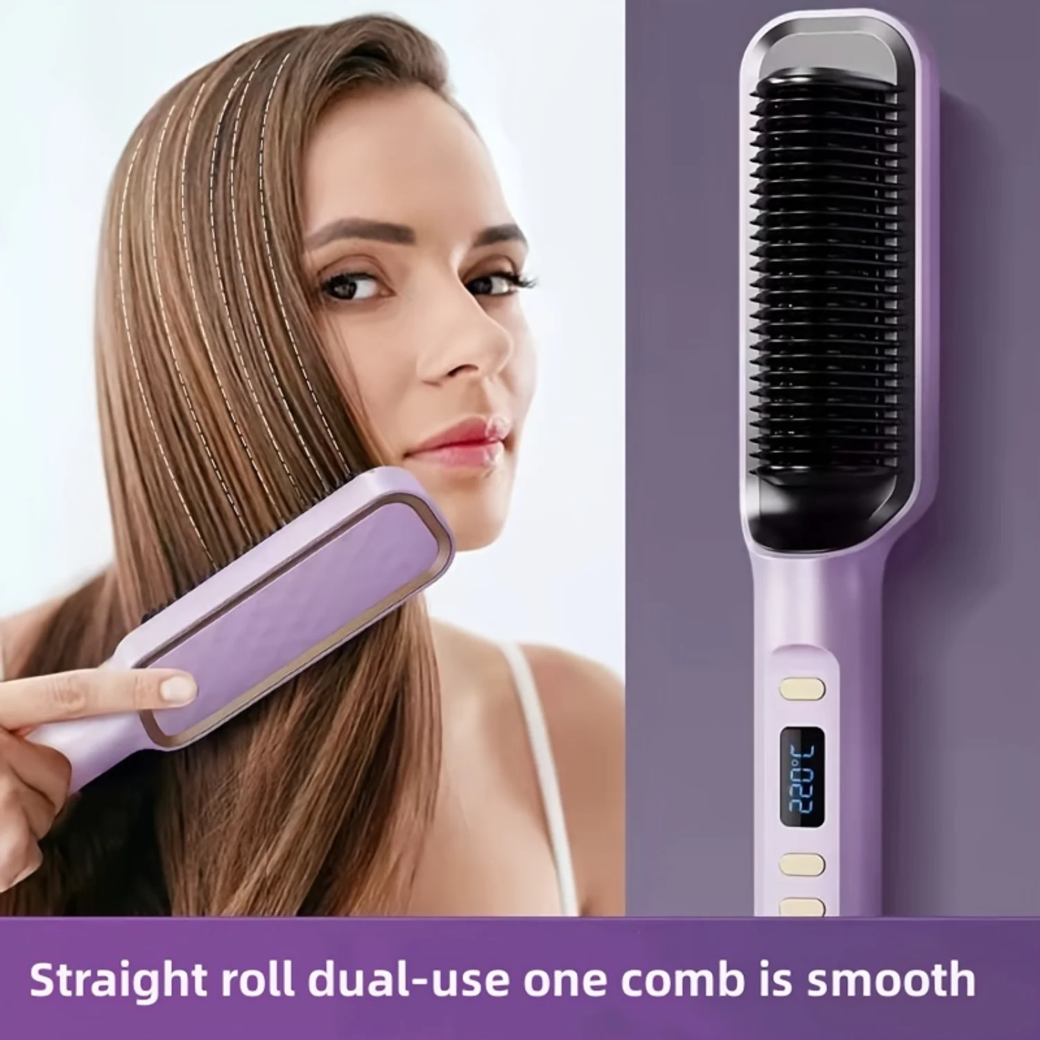 

Experience Salon Quality Sleek & Versatile 2-in-1 Ceramic Hair Styler - Curl & Straighten with One Hot Comb, Anti-Scald, Power