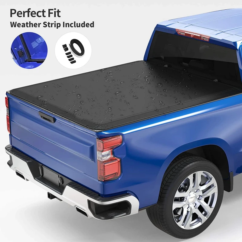 

High Quality OEM Pickup Trunk Cover Hard Tri Fold Pickup Full Box Black Tonneau Cover fo F150