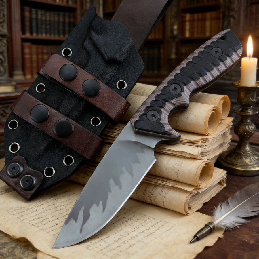 

M27N Двухцветное прямое лезвие G10 Лезвие 9Cr18Mov Высокая твердость Выживание в дикой природе Природный дизайн Прочная структура