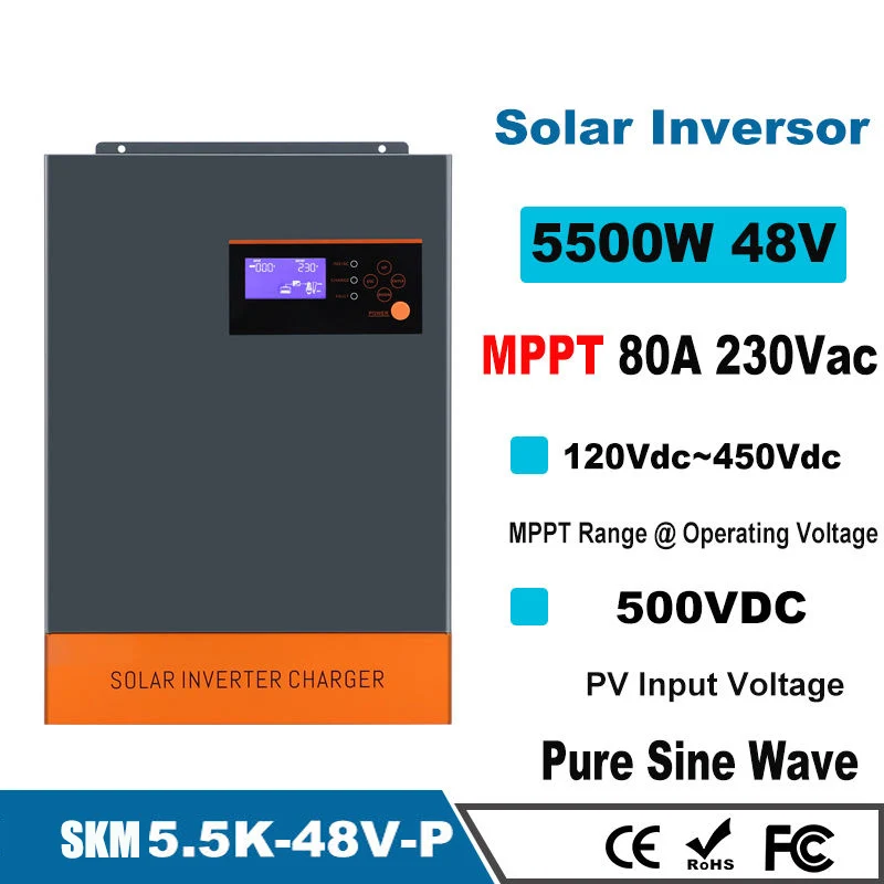 15KW 16.5KW 48V Batteryless Inverter 220V/ 380VAC 80A MPPT 500V PV Input 11000W Three Phase Hybrid Solar inverter