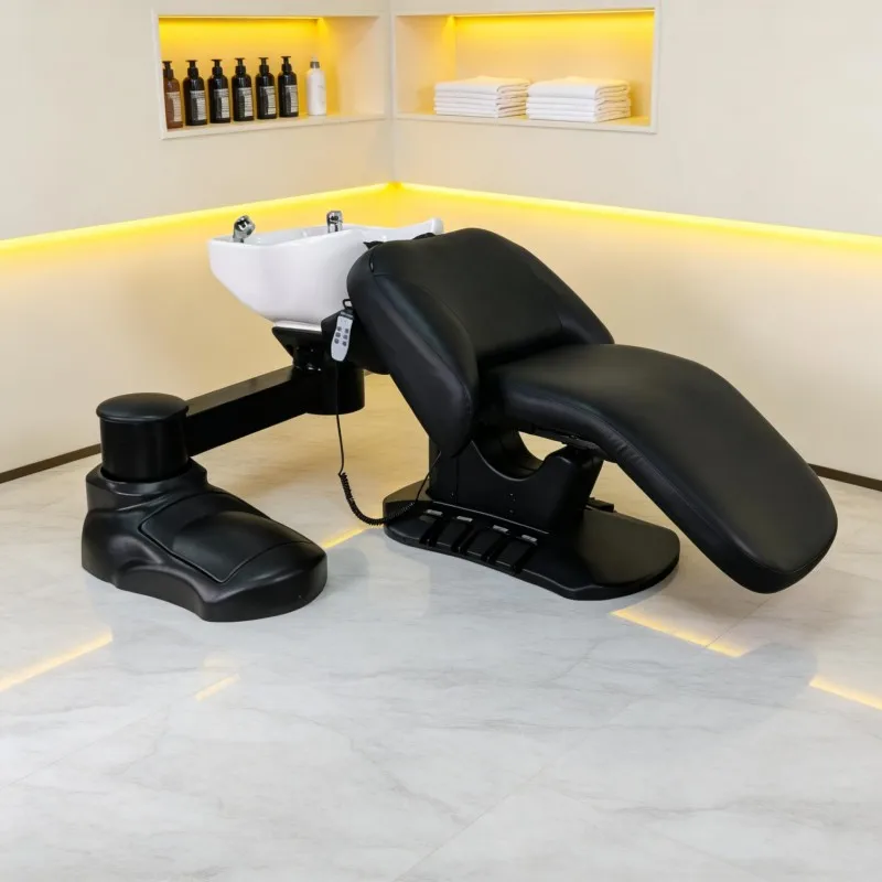 Electric intelligent massage shampoo bed for barber shop Thai flat lying hair salon Automatic head treatment bed Massage bed
