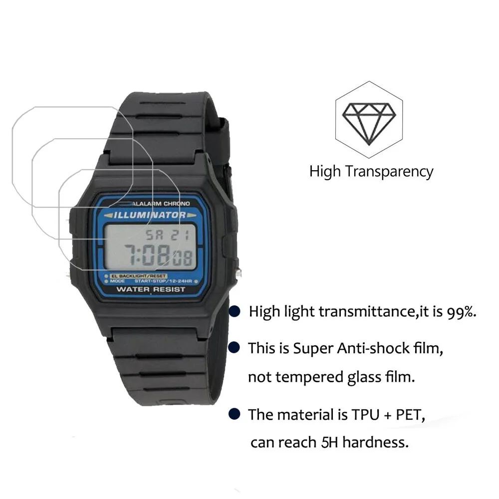 For F-105W F105W A168W 0.15mm 5H Anti-Fingerprint Waterproof HD Easy Install Watch Accessories Anti-Shock Screen Protector