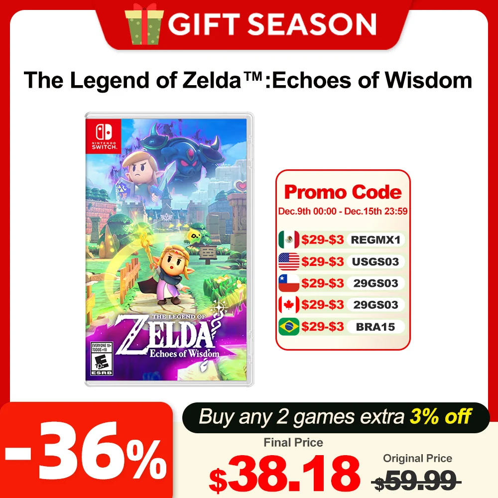 The Legend of Zelda Echoes of Wisdom Nintendo Switch Game Deals 100% New Physical Game Card Support 1 Player For Nintendo Switch