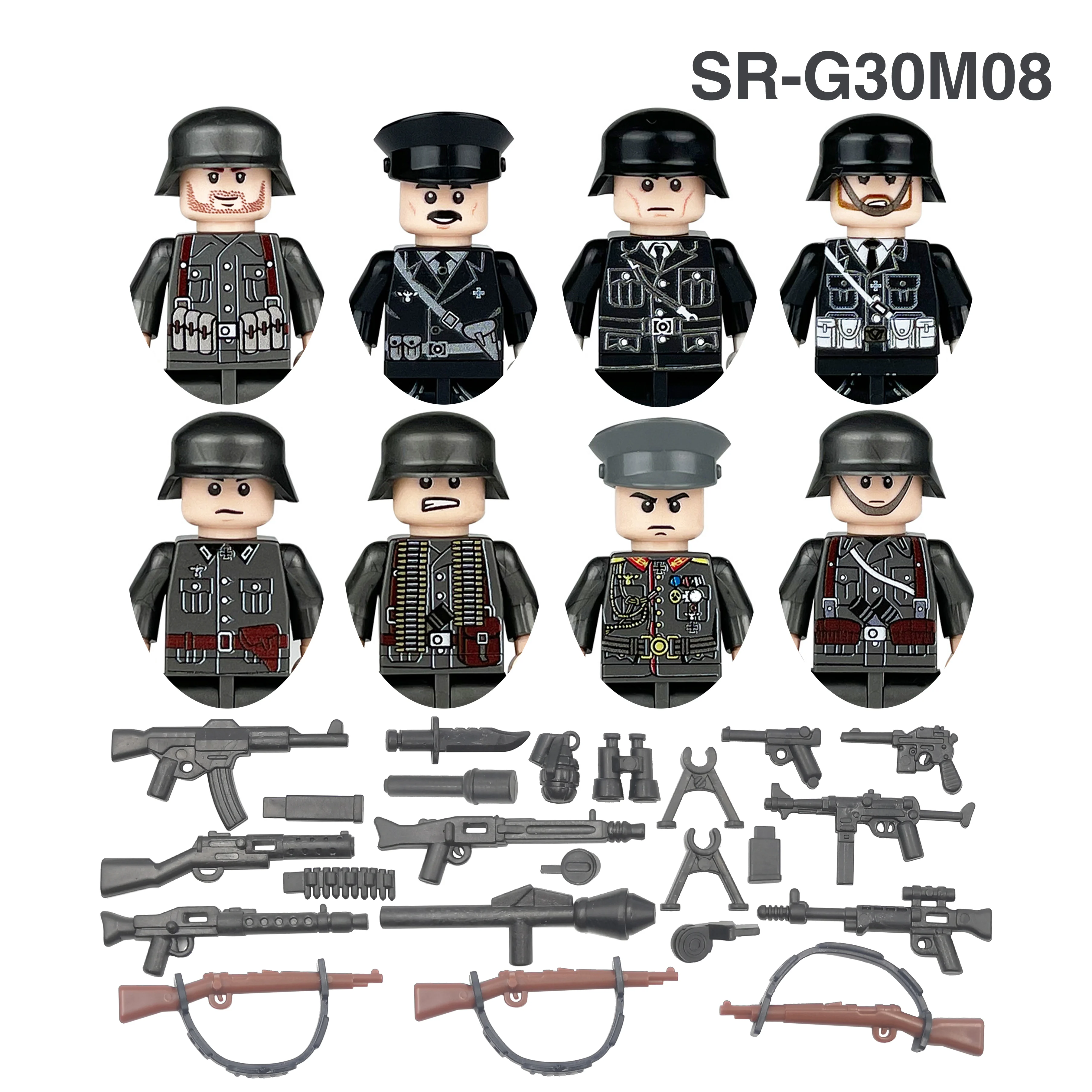 DIY WW2 Infantry Military Soldiers Medical Corp War Army Mini Gun Weapons Model Building Block Brick Children Kids Children Toys