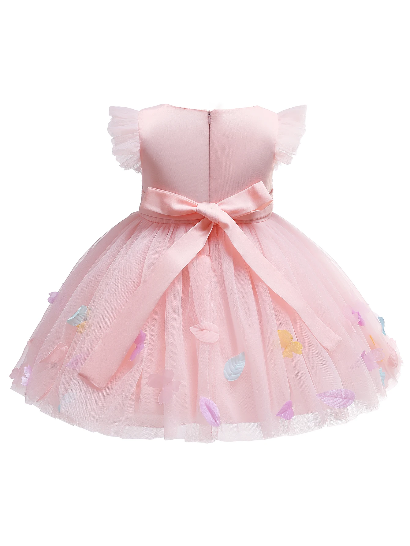 Baby Girls Baptism Christening Infant Pageant Dress Pink Bridesmaid Dress Kids Birthday Clothes