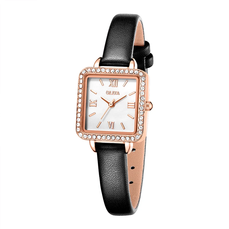Relojes Para Dama con esfera cuadrada, reloj de diamantes Para mujer, lujo, chica de la suerte, regreso a los antiguos