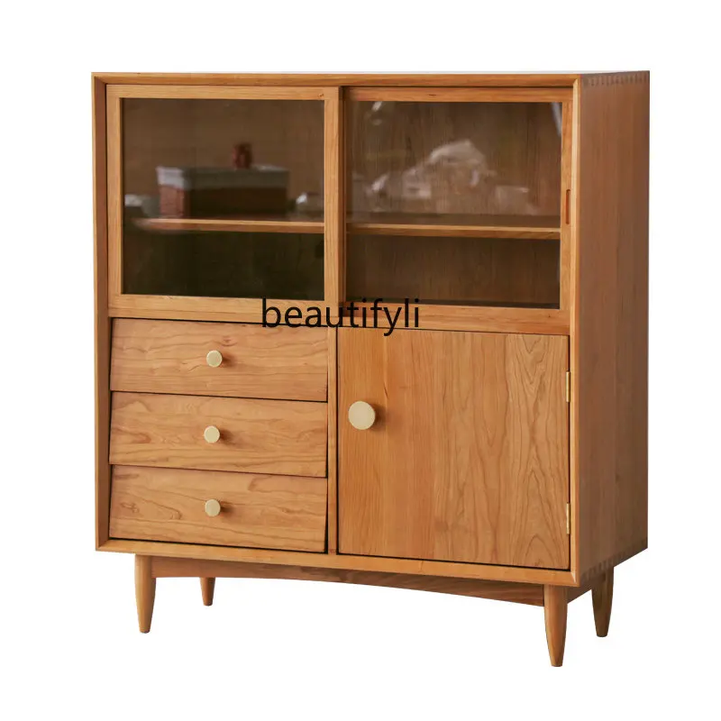 

Nordic Solid Wood Sideboard Chest of Drawers Simple Restaurant Home Bowl Chopsticks Disinfection Cabinet Locker Log Tea Cabinet