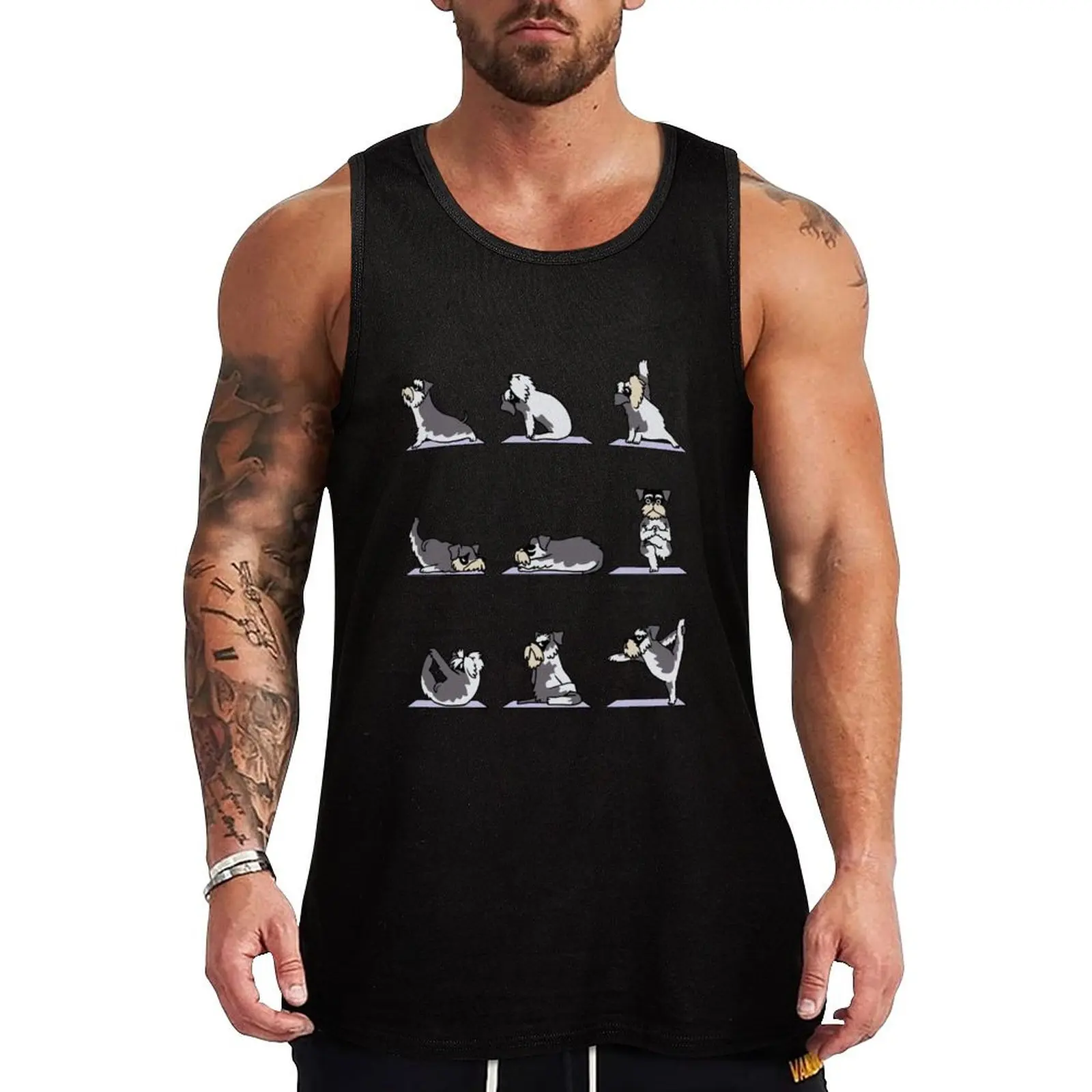 

Miniature Schnauzer Yoga Tank Top Men's summer t-shirt singlets for men