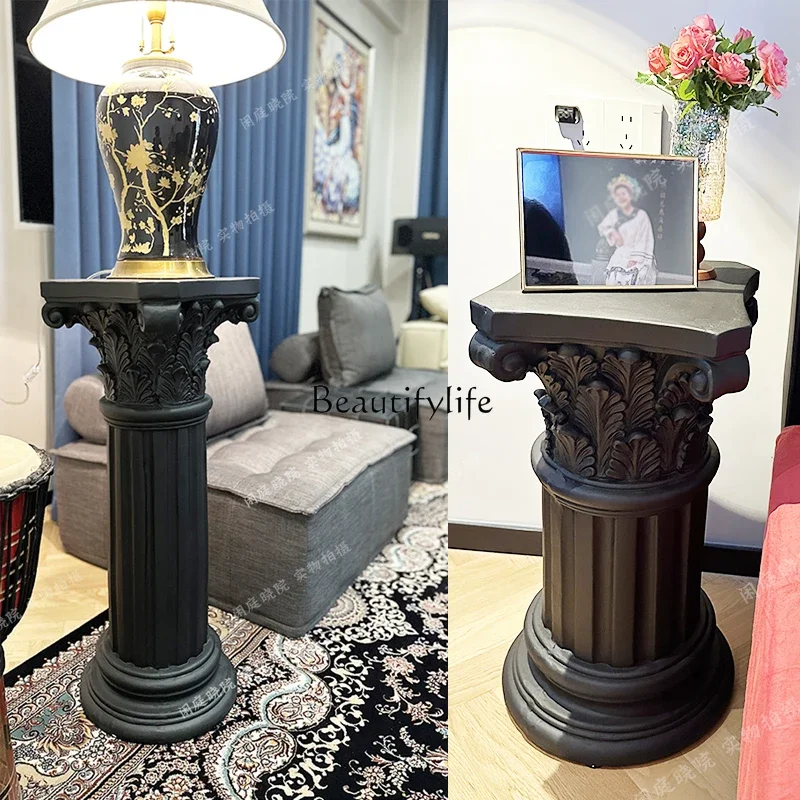 

Black Roman column display stand European and American French home decoration