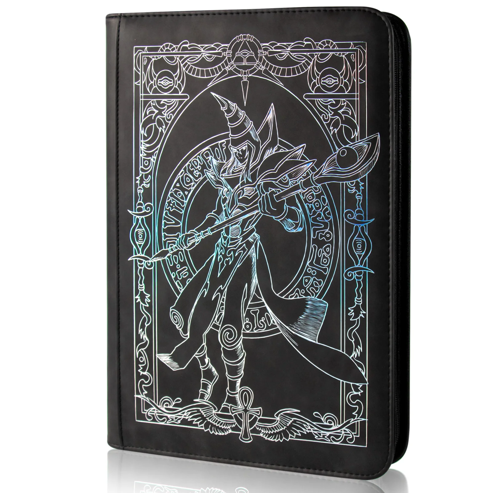 Trading card binder,Ringless Zip laser foiling Binder,540 Double Sided Pocket Collectible Trading Card Albums for yugioh,MTG
