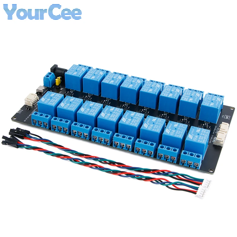 XL9535 1 2 4 8 Modulo relè di espansione canale a 16 vie Alimentatore 5V Scheda di isolamento accoppiatore ottico Comunicazione IIC I2C