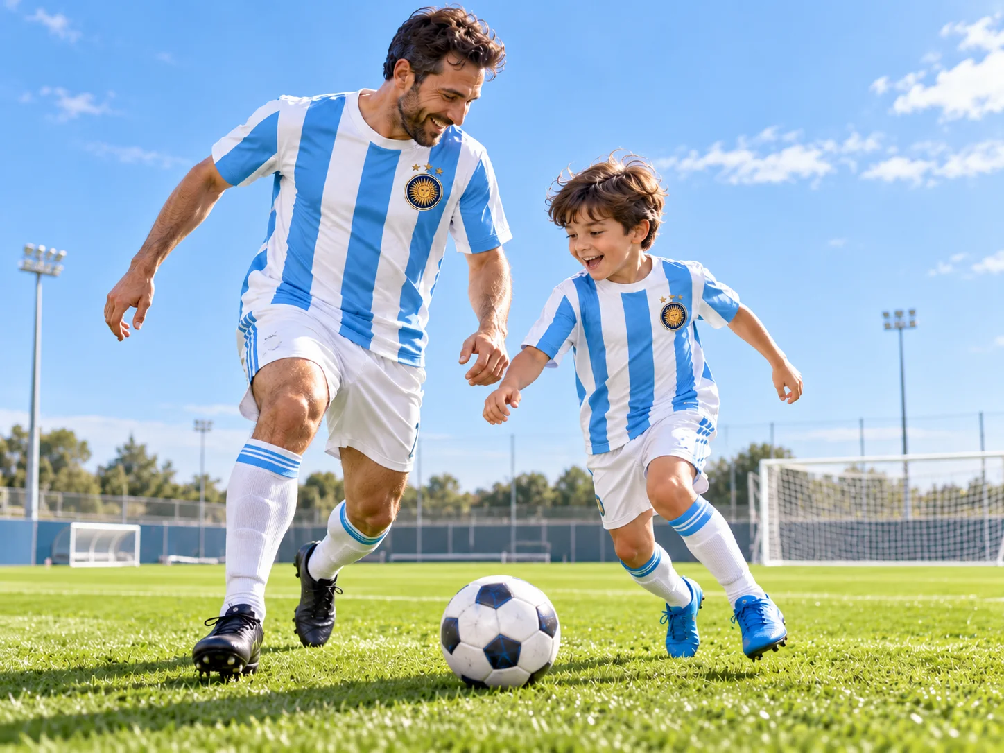 Samsung Argentina jersey, Messi number 10, blue and white striped quick drying short sleeved, fan friendly, family friendly