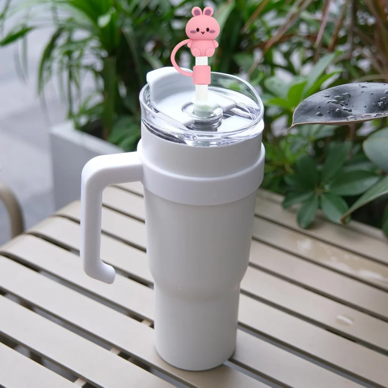 6Pcs 실리콘 밀짚 커버 30Oz 40Oz 텀블러, 재사용 가능한 밀짚 토퍼 액세서리(6Pcs-동물)