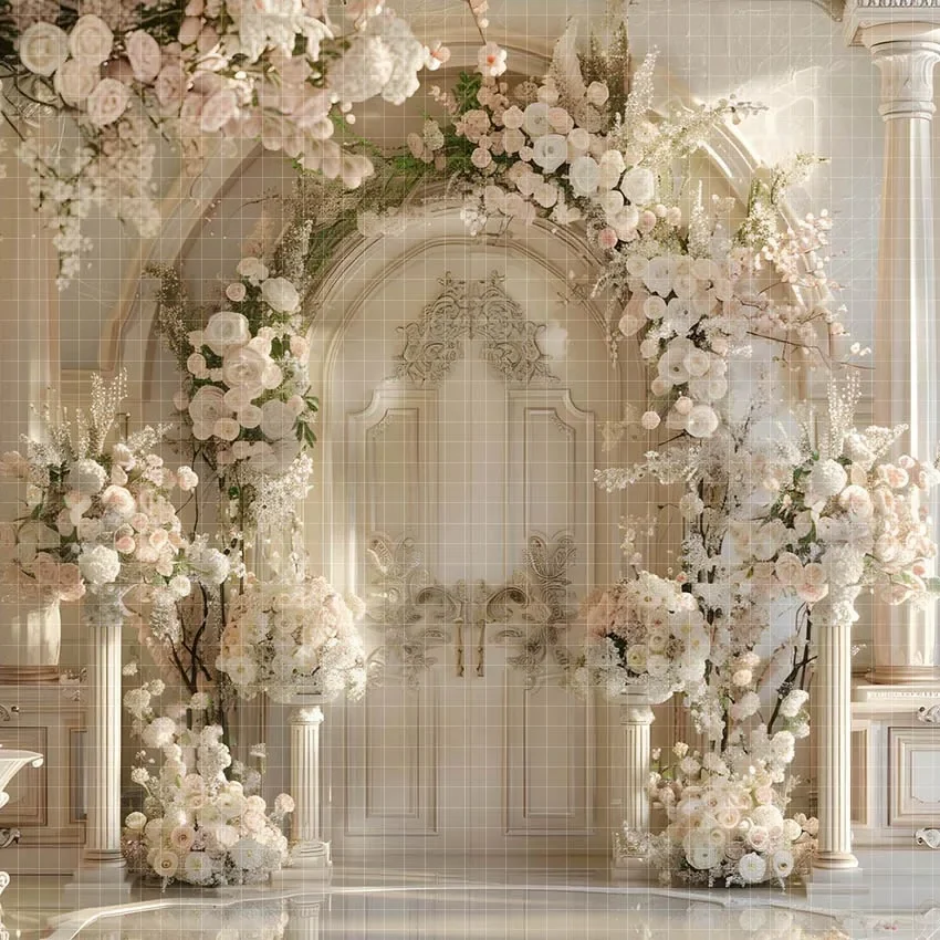 Mehofond Photography Background Luxury Floral Palace Door Adult Birthday Wedding Maternity Portrait Decor Backdrop Photo Studio