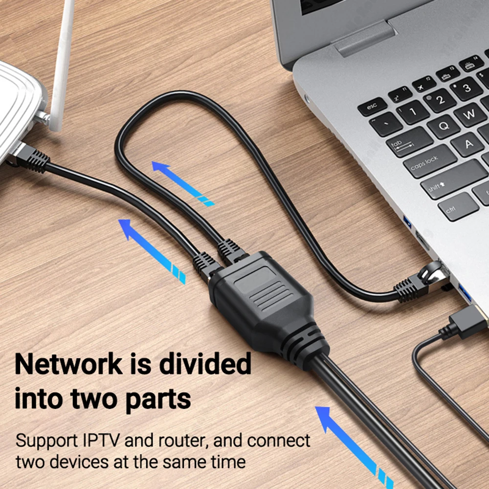 RJ45 Ethernet Splitter 1 To 2 Internet Splitter Online At The Same Time Ethernet Splitter For Cat6 Cat7 LAN Ethernet Splitter