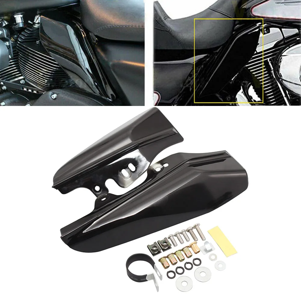 

Motorcycle Black Heat Shield Mid-Frame Air Deflector Trims For Harley Touring Street Glide Electra Glide Road King CVO 2001-2008